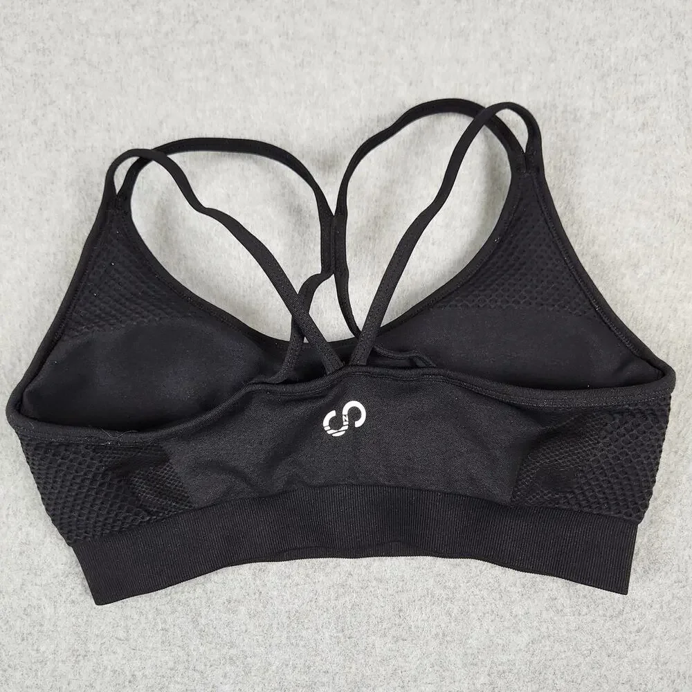 🌼Curves N Combatboots Sports Bra Size Small Black Removable Cups